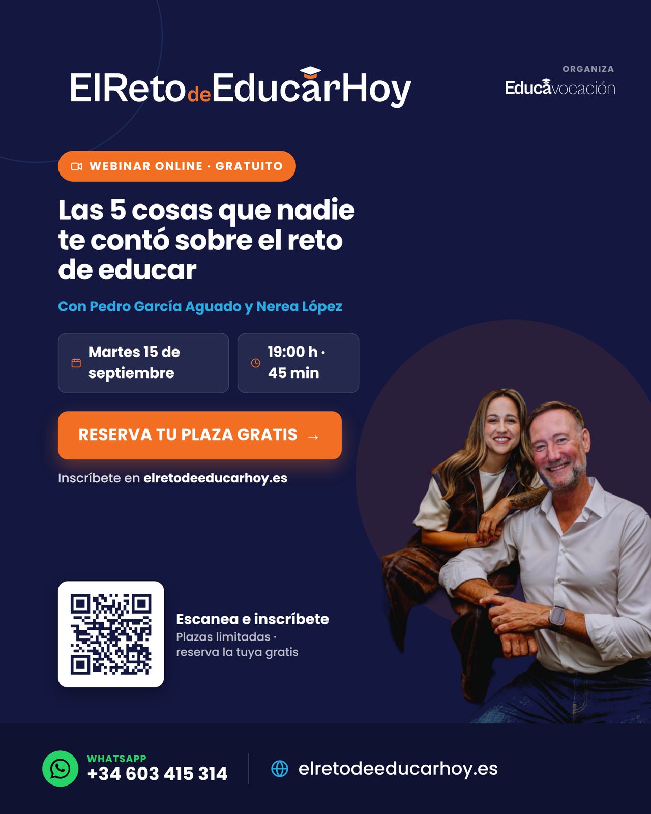 Webinar gratuito «Las 5 cosas que nadie te contó sobre el reto de educar», con Pedro García Aguado